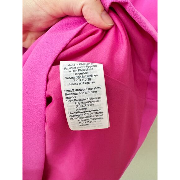 J.Crew Ruffle Mock Neck Bell Sleeve Sheath Dress Bright Fuchsia Size 2 - Picture 6 of 7
